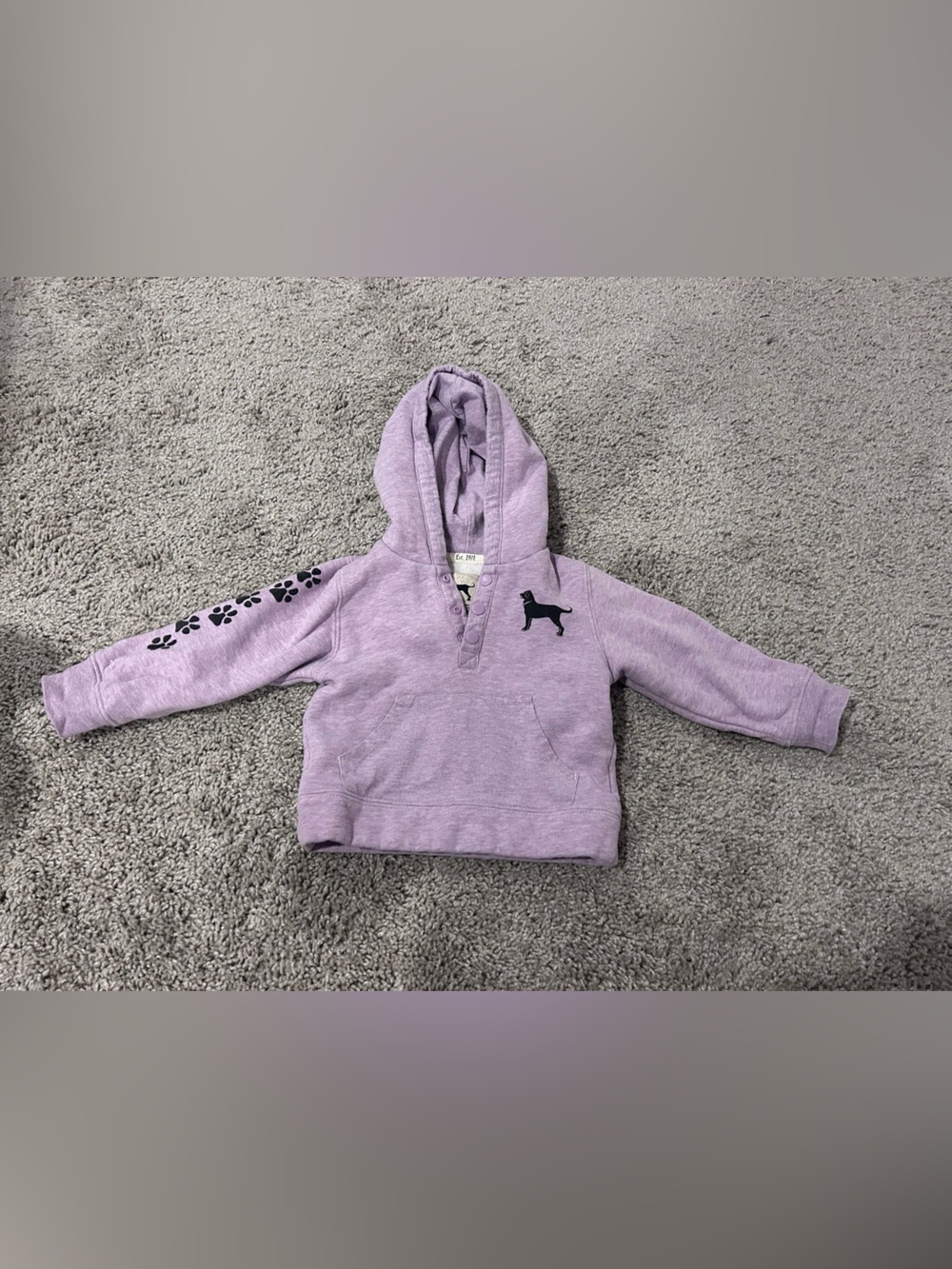 The Black Dog Lavender Pullover Hoodie with Paw and Dog Silhouettes